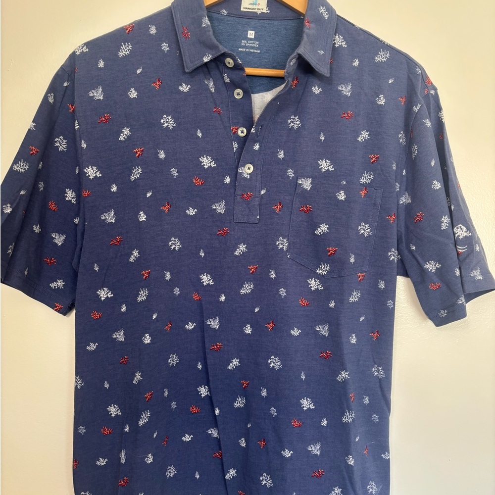 johnnie-O Navy Polo with Red and White Accents